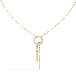 Necklace with Diamond Circle and Bar Accents