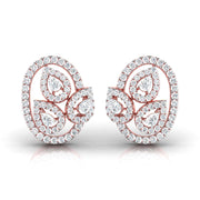 Pear & Round Diamond Leaf Stud Earrings