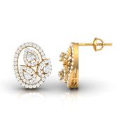 Pear & Round Diamond Leaf Stud Earrings