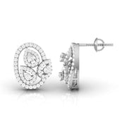 Pear & Round Diamond Leaf Stud Earrings