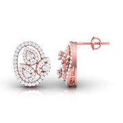 Pear & Round Diamond Leaf Stud Earrings