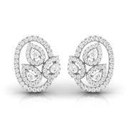 Pear & Round Diamond Leaf Stud Earrings