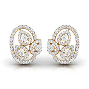 Pear & Round Diamond Leaf Stud Earrings