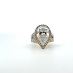 5 Carat Pear Solitaire Diamond Ring With Halo Design