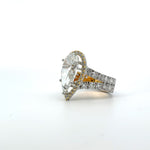 5 Carat Pear Solitaire Diamond Ring With Halo Design
