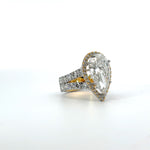 5 Carat Pear Solitaire Diamond Ring With Halo Design