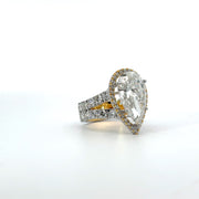 5 Carat Pear Solitaire Diamond Ring With Halo Design