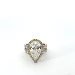 5 Carat Pear Solitaire Diamond Ring With Halo Design