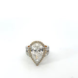5 Carat Pear Solitaire Diamond Ring With Halo Design
