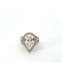 5 Carat Pear Solitaire Diamond Ring With Halo Design