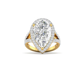 5 Carat Pear-Shaped Diamond Halo Ring