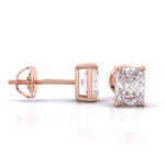 1 Carat Each Radiant Solitaire Earrings