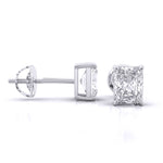 1 Carat Each Radiant Solitaire Earrings
