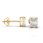 1 Carat Each Radiant Solitaire Earrings
