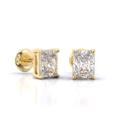 1 Carat Each Radiant Solitaire Earrings