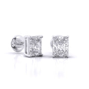 1 Carat Each Radiant Solitaire Earrings