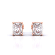 1 Carat Each Radiant Solitaire Earrings