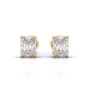 1 Carat Each Radiant Solitaire Earrings