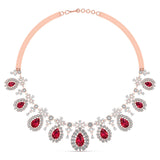 Red Gemstone and Diamond Necklace