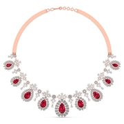 Red Gemstone and Diamond Necklace