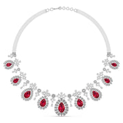 Red Gemstone and Diamond Necklace