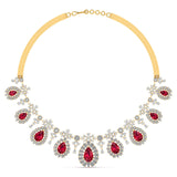 Red Gemstone and Diamond Necklace