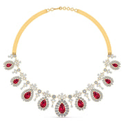 Red Gemstone and Diamond Necklace