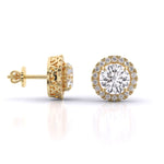 Round Brilliant Cut Diamond Halo Earrings