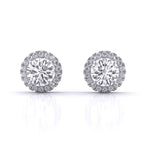Round Brilliant Cut Diamond Halo Earrings