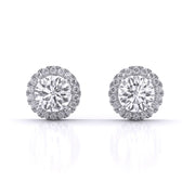 Round Brilliant Cut Diamond Halo Earrings