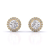 Round Brilliant Cut Diamond Halo Earrings