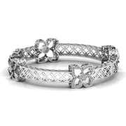 Round Cut Diamond Flower Bangle
