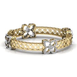Round Cut Diamond Flower Bangle