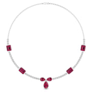Round Cut Diamond & Gemstone Necklace