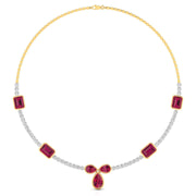 Round Cut Diamond & Gemstone Necklace