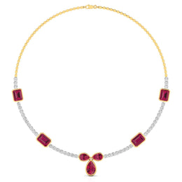 Round Cut Diamond & Gemstone Necklace