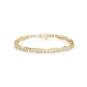Round Cut Diamond Studded Gold Bracelet