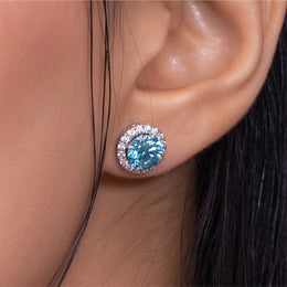 Vivid Blue 1.5 Carat Each Diamond Studs