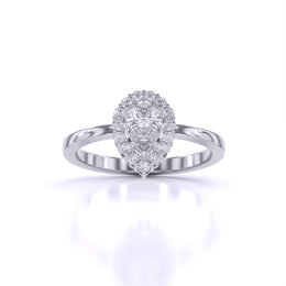 Simple Teardrop Halo Diamond Ring