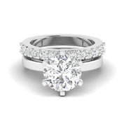 Solitaire Diamond Ring with Pave Band