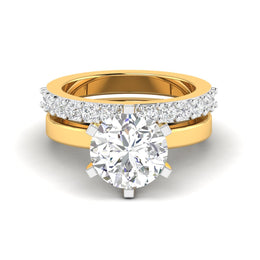 Solitaire Diamond Ring with Pave Band