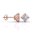 2 Carat Each Sleek Solitaire Diamond Studs