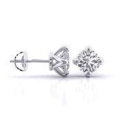 2 Carat Each Sleek Solitaire Diamond Studs