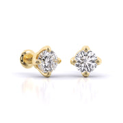 2 Carat Each Sleek Solitaire Diamond Studs