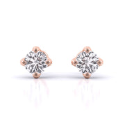2 Carat Each Sleek Solitaire Diamond Studs