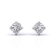 2 Carat Each Sleek Solitaire Diamond Studs