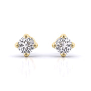 2 Carat Each Sleek Solitaire Diamond Studs