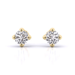 2 Carat Each Sleek Solitaire Diamond Studs