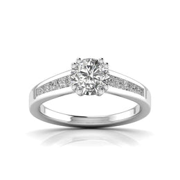 1 Carat Solitaire With Side Diamond Ring