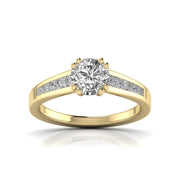 1 Carat Solitaire With Side Diamond Ring